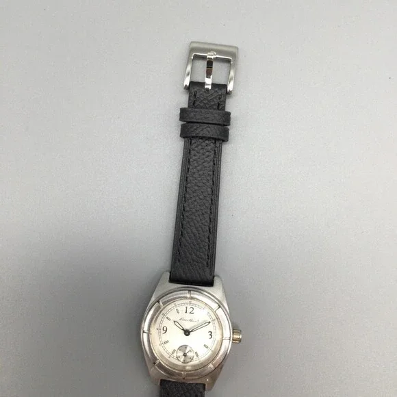 Eddie Bauer Womens Watch 29mm Silver Dial Black Leather 3560 New Battery - Picture 10 of 14